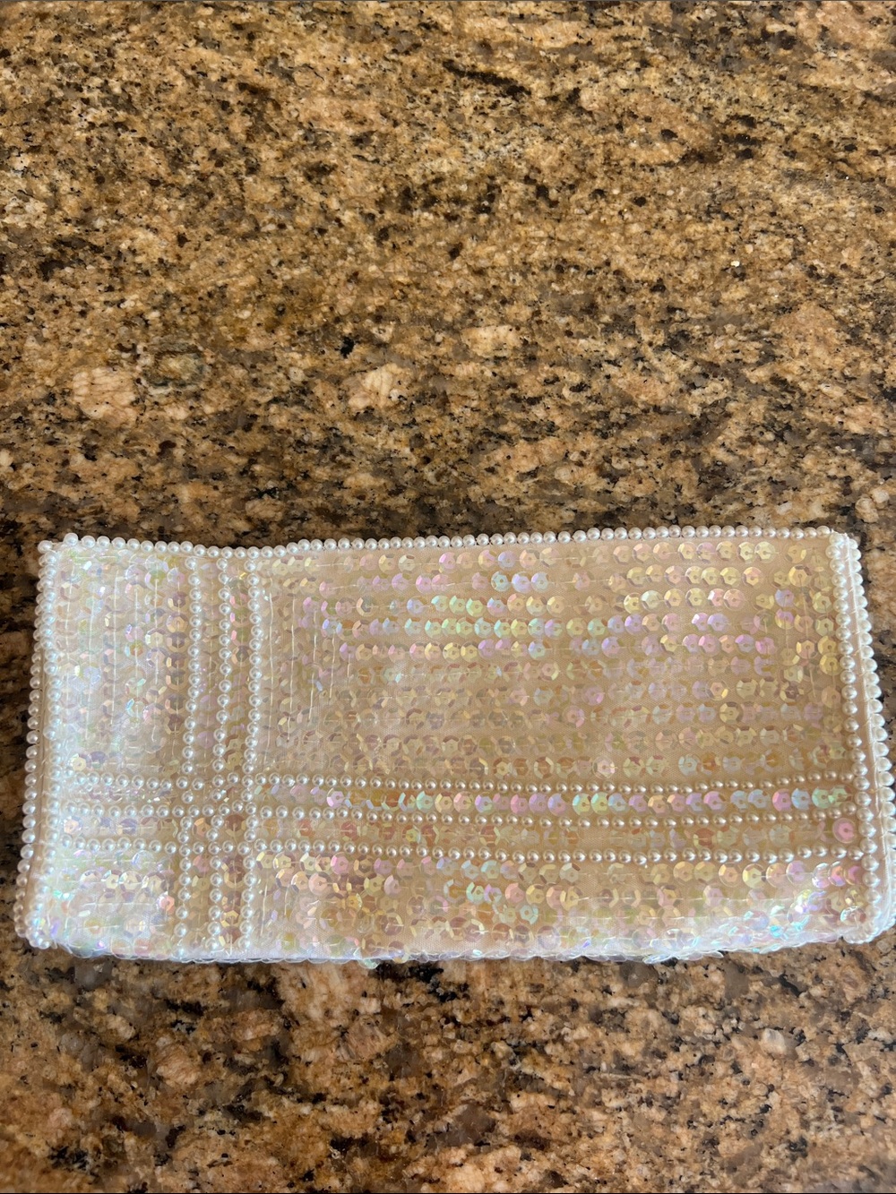 Iridescent Sequin Pearl-Trim Clutch - Women's Evening Bag